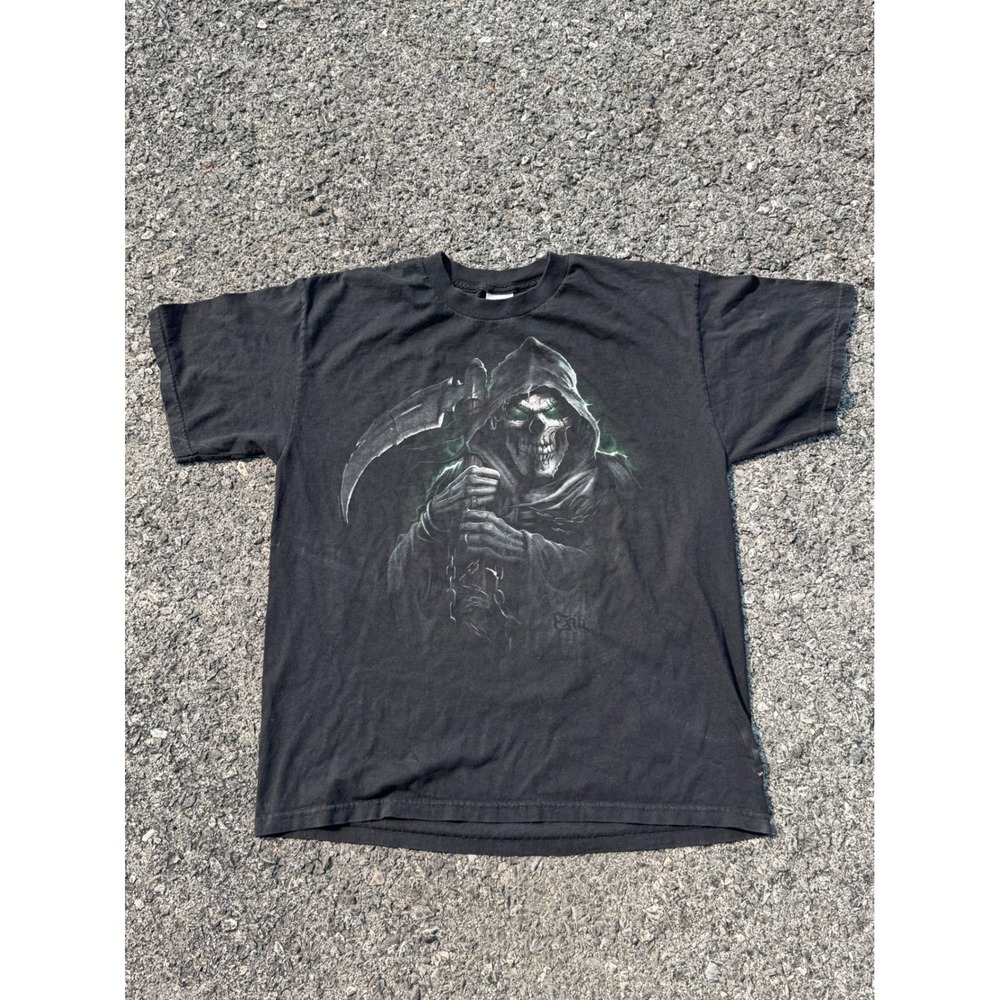 Tennessee River Grim Reaper Graphic T-Shirt Mens Large Black Scythe Horror Tee